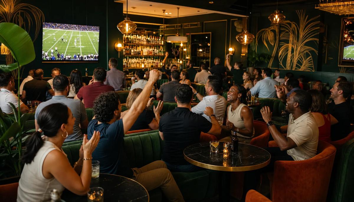 Super Bowl watch party at Spanglish Martini Bar in Wynwood, Miami